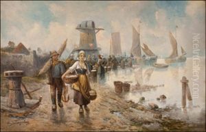 Fishermen Returning Home by Adolf (Constantin) Baumgartner-Stoiloff