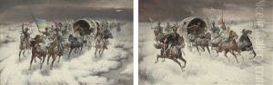 Siberian Gold Convoy (+ The Convoy; 2 Works) by Adolf (Constantin) Baumgartner-Stoiloff