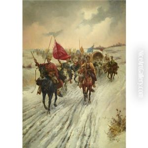 The Gold Escort by Adolf (Constantin) Baumgartner-Stoiloff