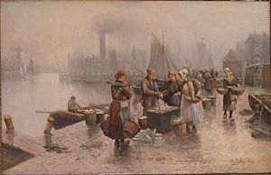Fiskmarknad by Adolf (Constantin) Baumgartner-Stoiloff