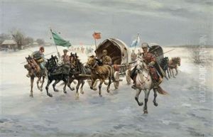 Cavalry Charge by Adolf (Constantin) Baumgartner-Stoiloff