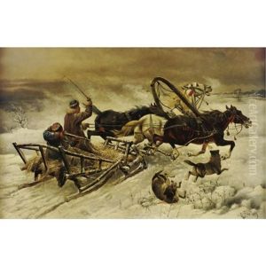 The Wolf Hunt by Adolf (Constantin) Baumgartner-Stoiloff