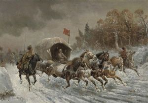 The Siberian Gold Convoy by Adolf (Constantin) Baumgartner-Stoiloff