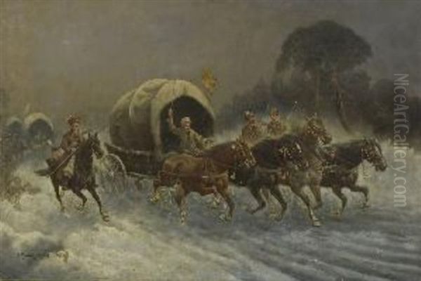Russischer Goldtransport In Winterlandschaft - view 1