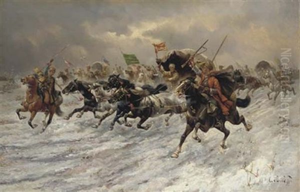 Russian Horsemen Storming The Battle Field - view 1