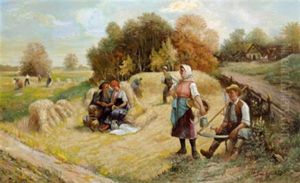 Erntenszene by Adolf (Constantin) Baumgartner-Stoiloff