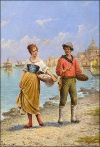 Venetsian Rannalla by Adolf (Constantin) Baumgartner-Stoiloff
