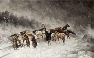 Overraskade Av Snoovadret by Adolf (Constantin) Baumgartner-Stoiloff