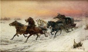 La Chasse Aux Loups by Adolf (Constantin) Baumgartner-Stoiloff