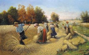 Bauern Bei Der Heuernte by Adolf (Constantin) Baumgartner-Stoiloff