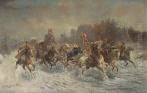A Siberian Gold Convoy by Adolf (Constantin) Baumgartner-Stoiloff