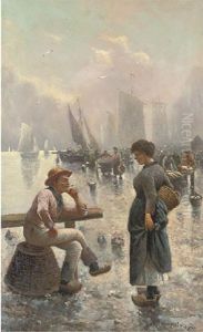 At The Fish Market by Adolf (Constantin) Baumgartner-Stoiloff