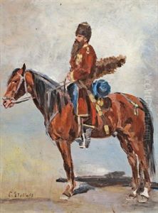 Berittener Kosak by Adolf (Constantin) Baumgartner-Stoiloff