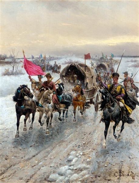 Advancing Cossack Convoy - view 1