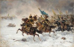 Charging Cossacks by Adolf (Constantin) Baumgartner-Stoiloff