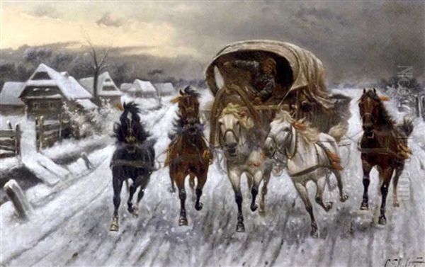 A Russian Caravan Racing In The Snow - view 1
