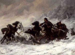 Running From The Wolves by Adolf (Constantin) Baumgartner-Stoiloff