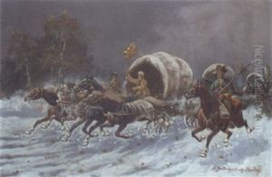 Pferdetross by Adolf (Constantin) Baumgartner-Stoiloff