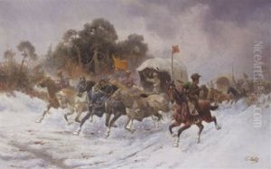 Battle Scene by Adolf (Constantin) Baumgartner-Stoiloff