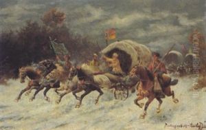 Pferdetross by Adolf (Constantin) Baumgartner-Stoiloff