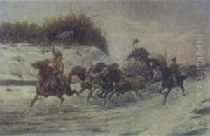 Soldiers In A Winter Landscape