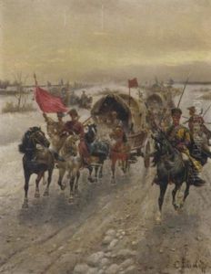 A Siberian Gold Convoy by Adolf (Constantin) Baumgartner-Stoiloff