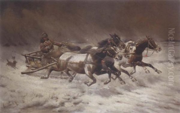 Huntsman Chasing Through The Snow - view 1