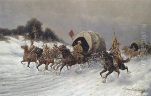 Uberfall Der Karawane Im Schnee