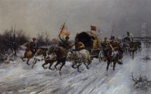 Der Planwagenzug by Adolf (Constantin) Baumgartner-Stoiloff
