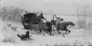 Winter Scene With Troikas