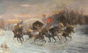 Vogntog Med Kosakker by Adolf (Constantin) Baumgartner-Stoiloff
