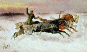 Angreifender Wolf by Adolf (Constantin) Baumgartner-Stoiloff