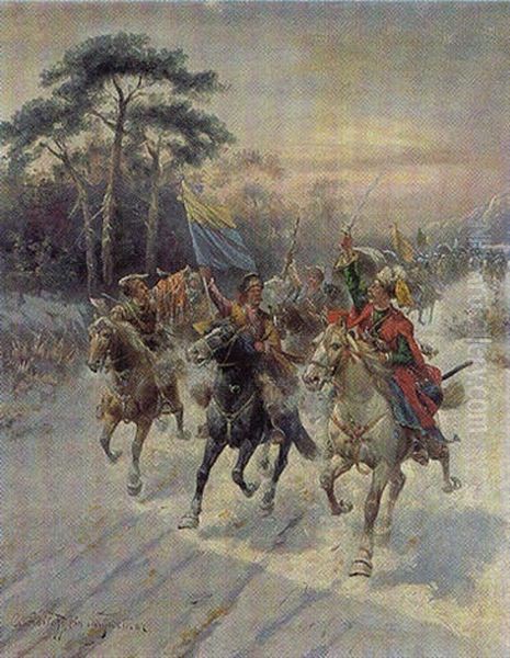 Polnische Reiter Im Winter - view 1