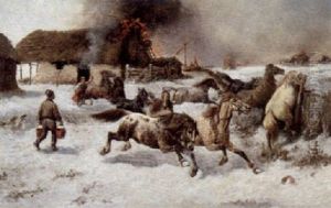 Fire On The Farm by Adolf (Constantin) Baumgartner-Stoiloff