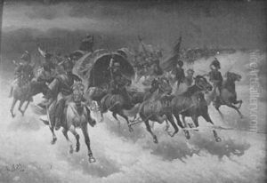Troops On Horseback by Adolf (Constantin) Baumgartner-Stoiloff