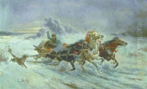 Vargarna Anfaller by Adolf (Constantin) Baumgartner-Stoiloff