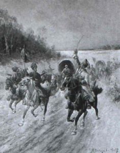 Russiske Krigere Til Hest by Adolf (Constantin) Baumgartner-Stoiloff