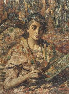 La Pittrice by Ermenegildo Agazzi