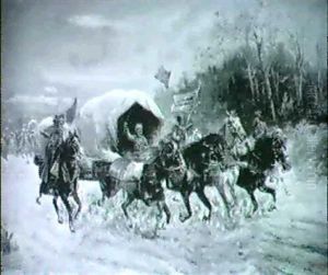 Schwer Bewachte Wagenkolonne In Vollem Galopp by Adolf (Constantin) Baumgartner-Stoiloff