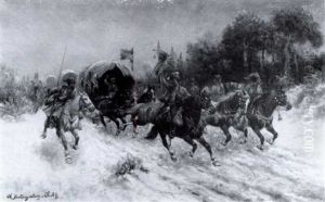 Charging Cossacks by Adolf (Constantin) Baumgartner-Stoiloff