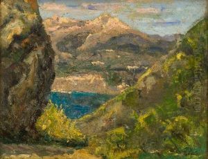 Paesaggio Con Lago E Montagne by Ermenegildo Agazzi