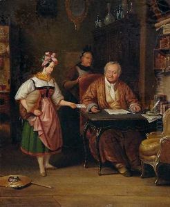 Die Briefubergabe by Albert Baur the Elder