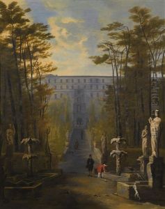 Tivoli, A View Of The Villa D'este And The Gardens by Johann Wilhelm Baur