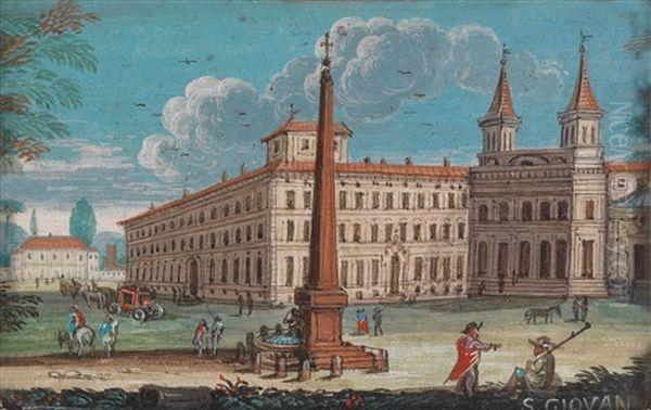 Zwei Romische Ansichten Mit S. Giovanni In Laterano, Und S. Croce In Gerusalemme (pair) - view 1