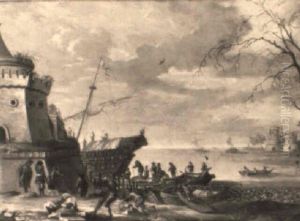 L'arrivee Au Port by Johann Wilhelm Baur