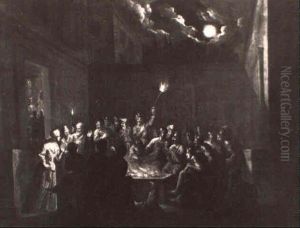 Die Verleugnung Petri Mit Palastwache Im Innenhofen by Johann Wilhelm Baur