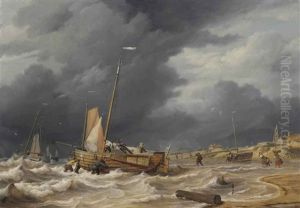 A Botter Braving A Storm Near Scheveningen