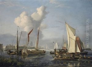 A View Of The Port At Dordrecht by Nicolas Baur