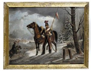 A Polish Lancer From The French Imperial Guard On The Retreat From Moscow (ein Polnischer Ulan Der Franzosichen Kaiserlichen Garde Bei Der Ruckkehr Aus Moskau) by Raymond De Baux
