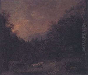 Waldweg Mit Fuhrwerk by Raymond De Baux